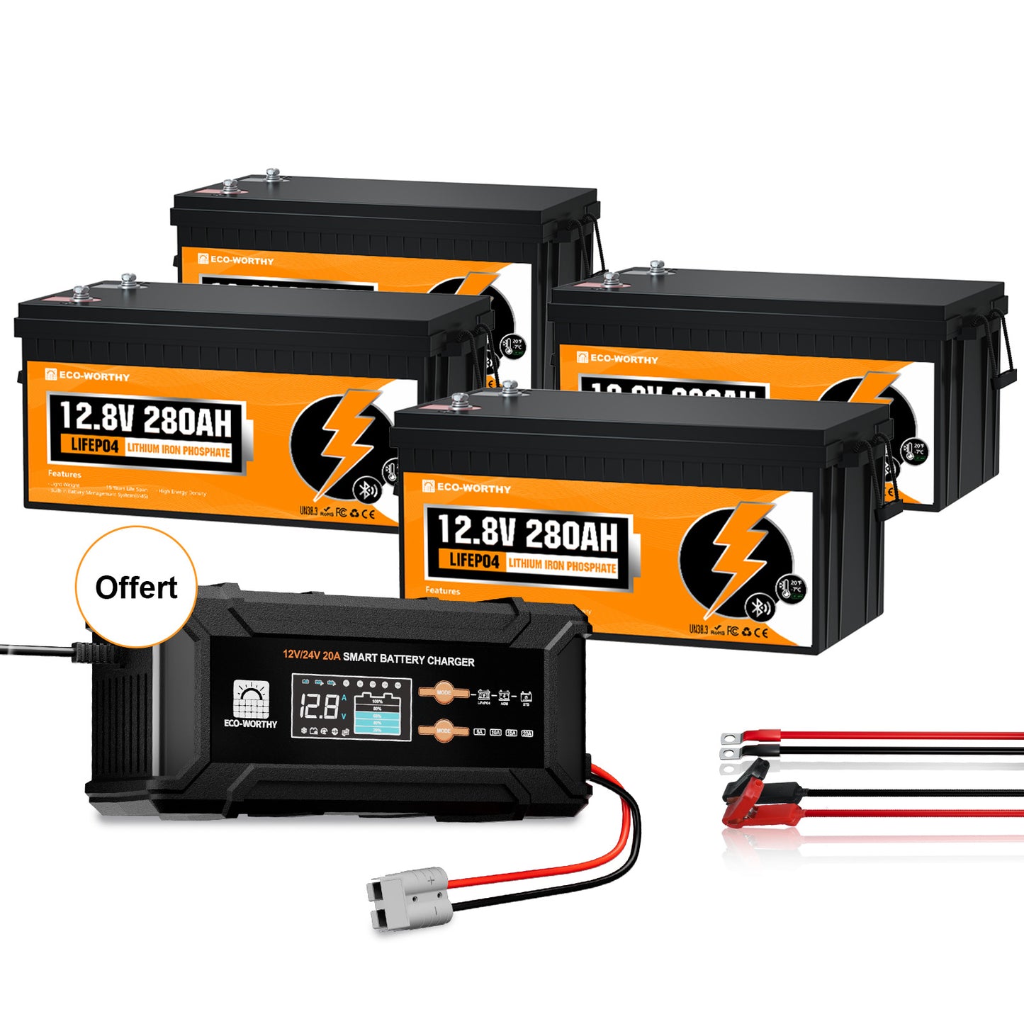 Batterie Lithium LiFePO4 12V 280Ah Bluetooth & Protection Basse Température| ECO-WORTHY