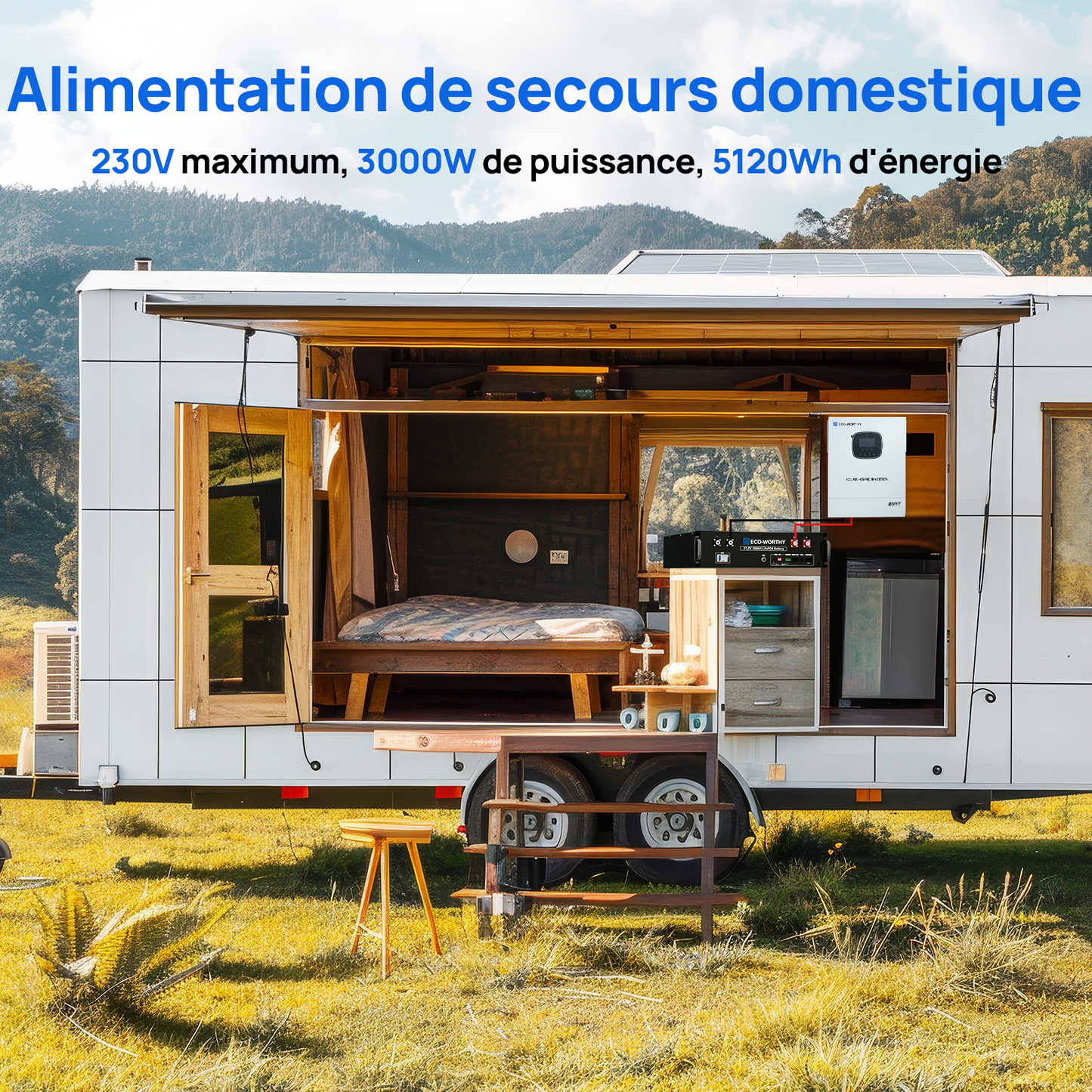 Batterie LiFePO4 48V 100Ah avec Onduleur All-in-One 3000W – Kit Solaire Autonome ECO-WORTHY