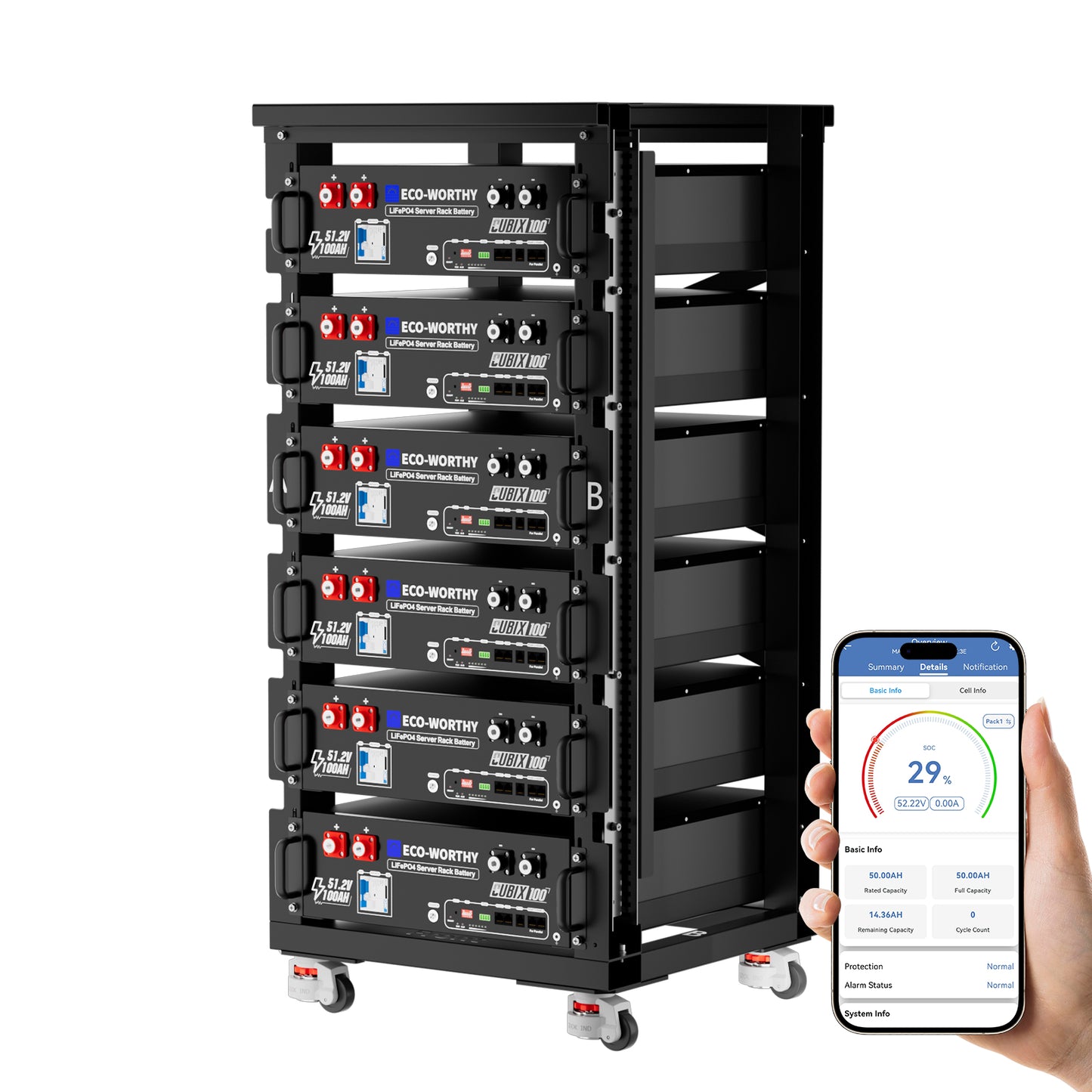 ECO-WORTHY Cubix 100 | Batterie LiFePO4 rack 48 V 100 Ah | Bluetooth & WiFi | Garantie 10 ans