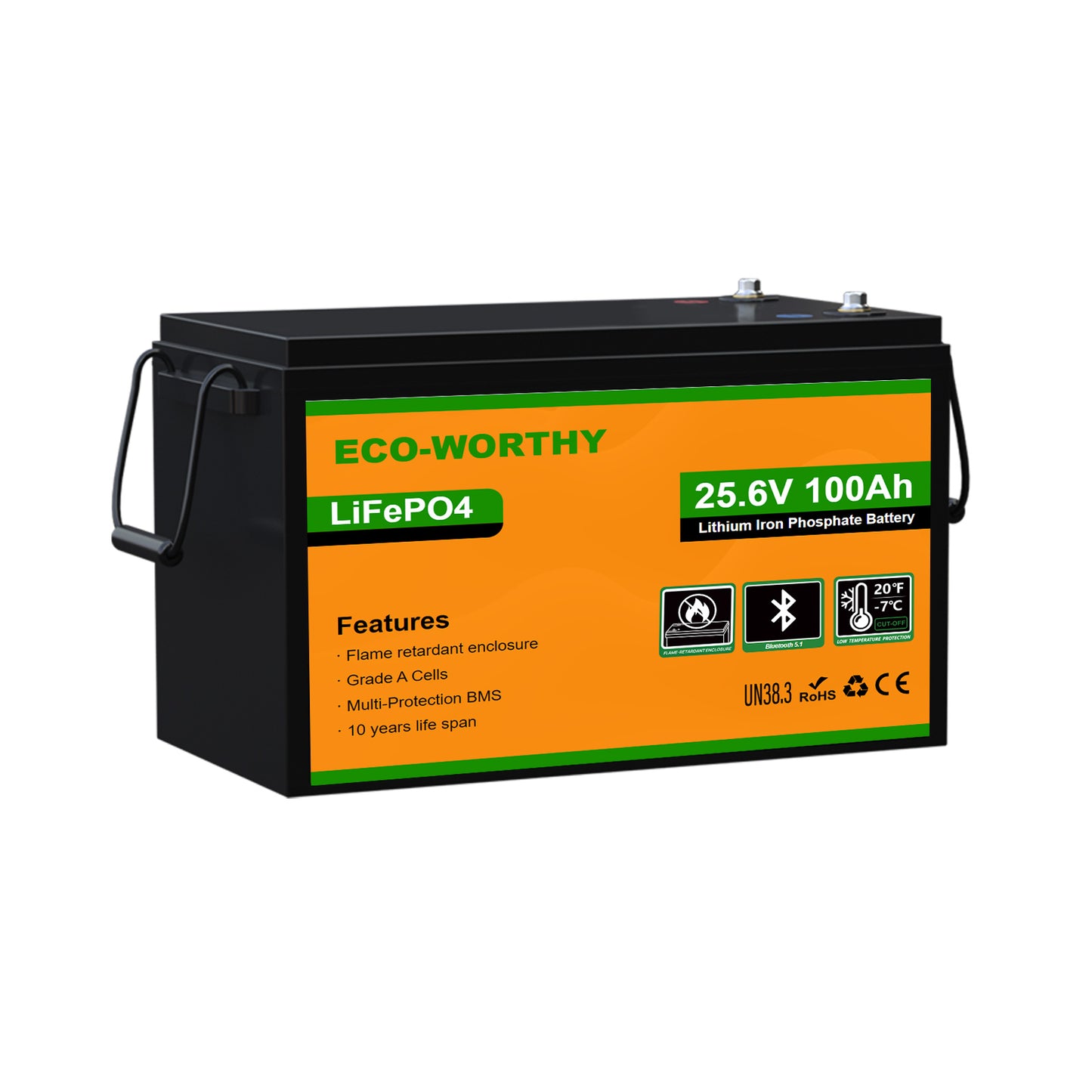 Batterie au lithium LiFePO4 24 V 100 Ah avec Bluetooth et protection contre les basses températures