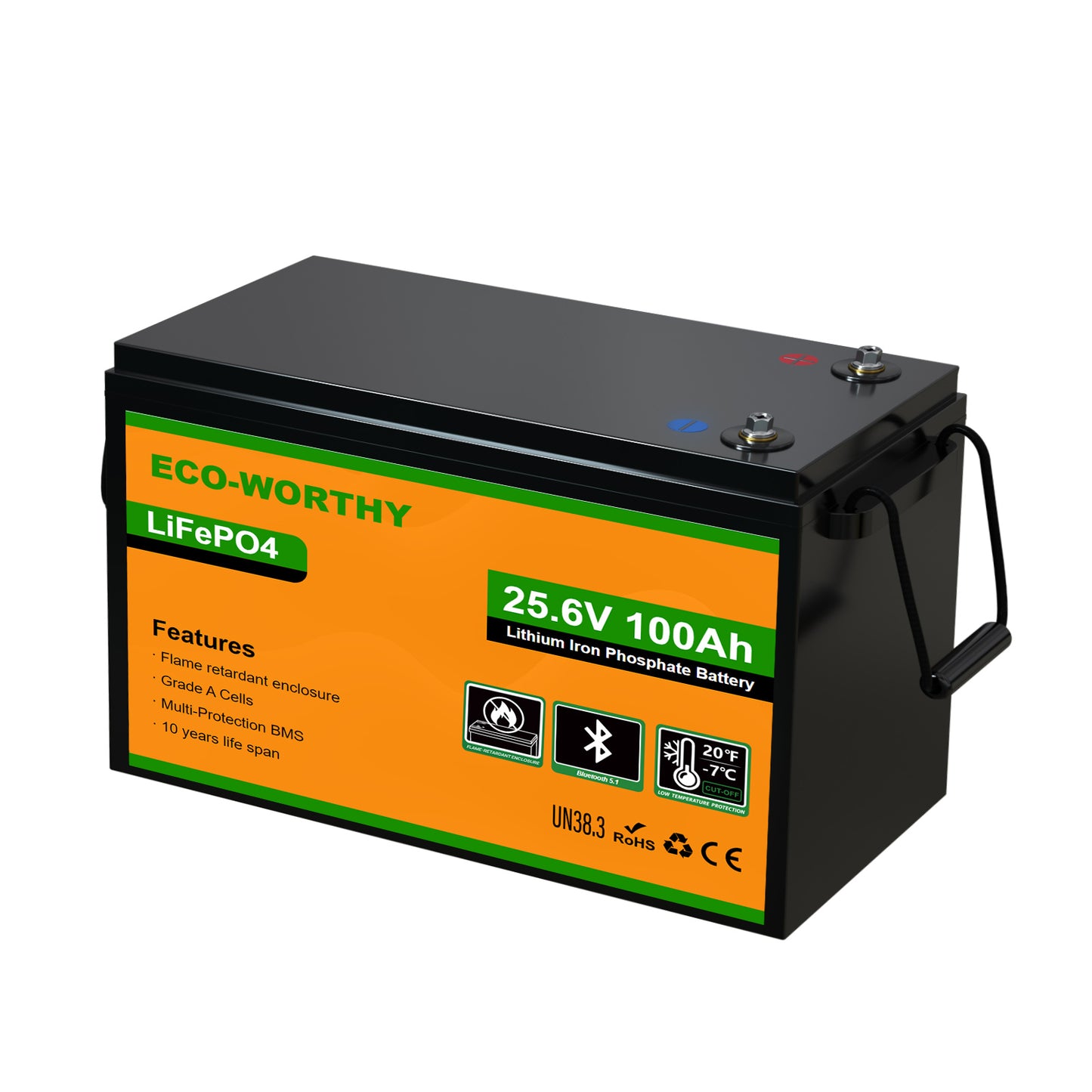 Batterie au lithium LiFePO4 24 V 100 Ah avec Bluetooth et protection contre les basses températures