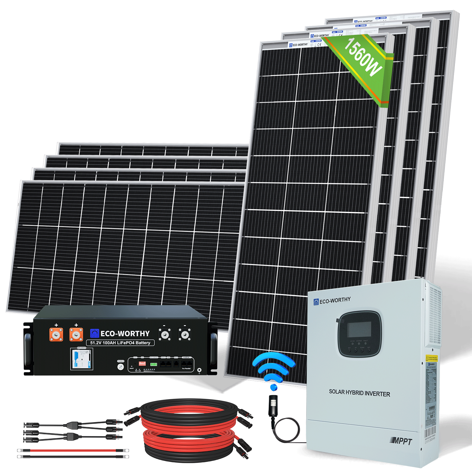 Kit Solaire Hors Réseau Complet 1560W 48V (8x bifacial 195W)