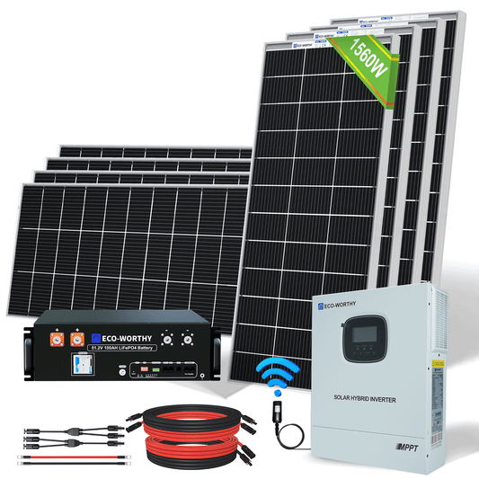 Kit Solaire Hors Réseau Complet 1560W 48V (8x bifacial 195W)