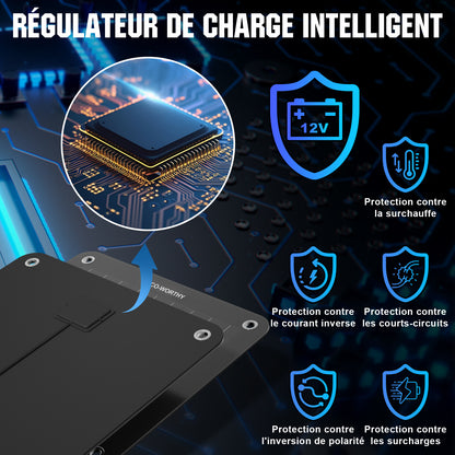 Chargeur solaire portable 10W pour batteries 12V en voiture et en bateau