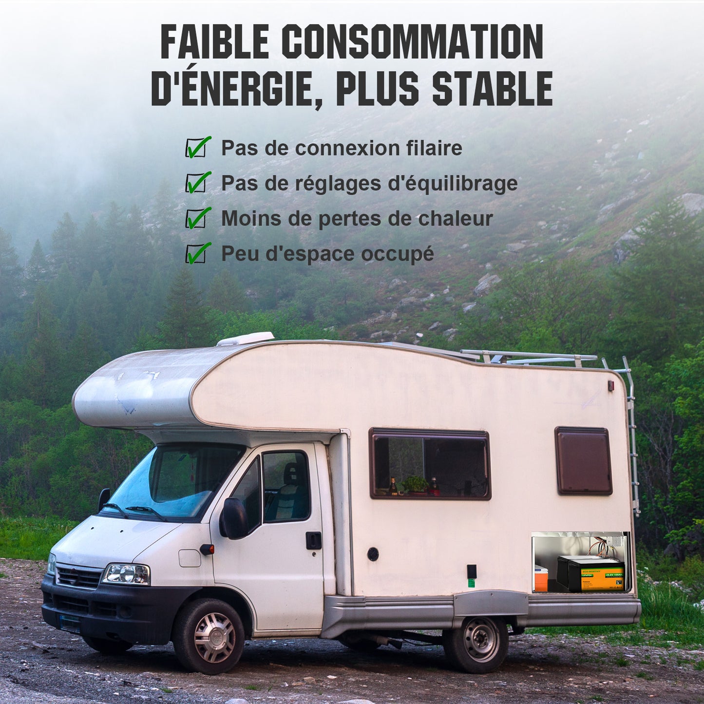 Batterie lithium LiFePO4 24V 100Ah-Protection Contre les Basses Températures