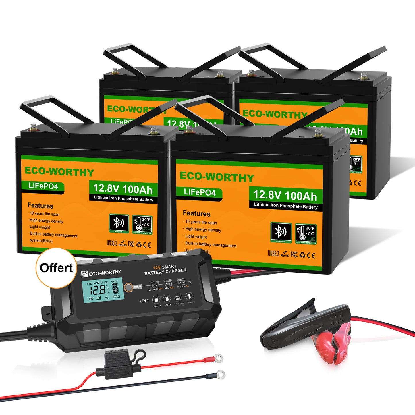 Batterie lithium LiFePO4 12V 100Ah avec Bluetooth-Prot. basse temp.