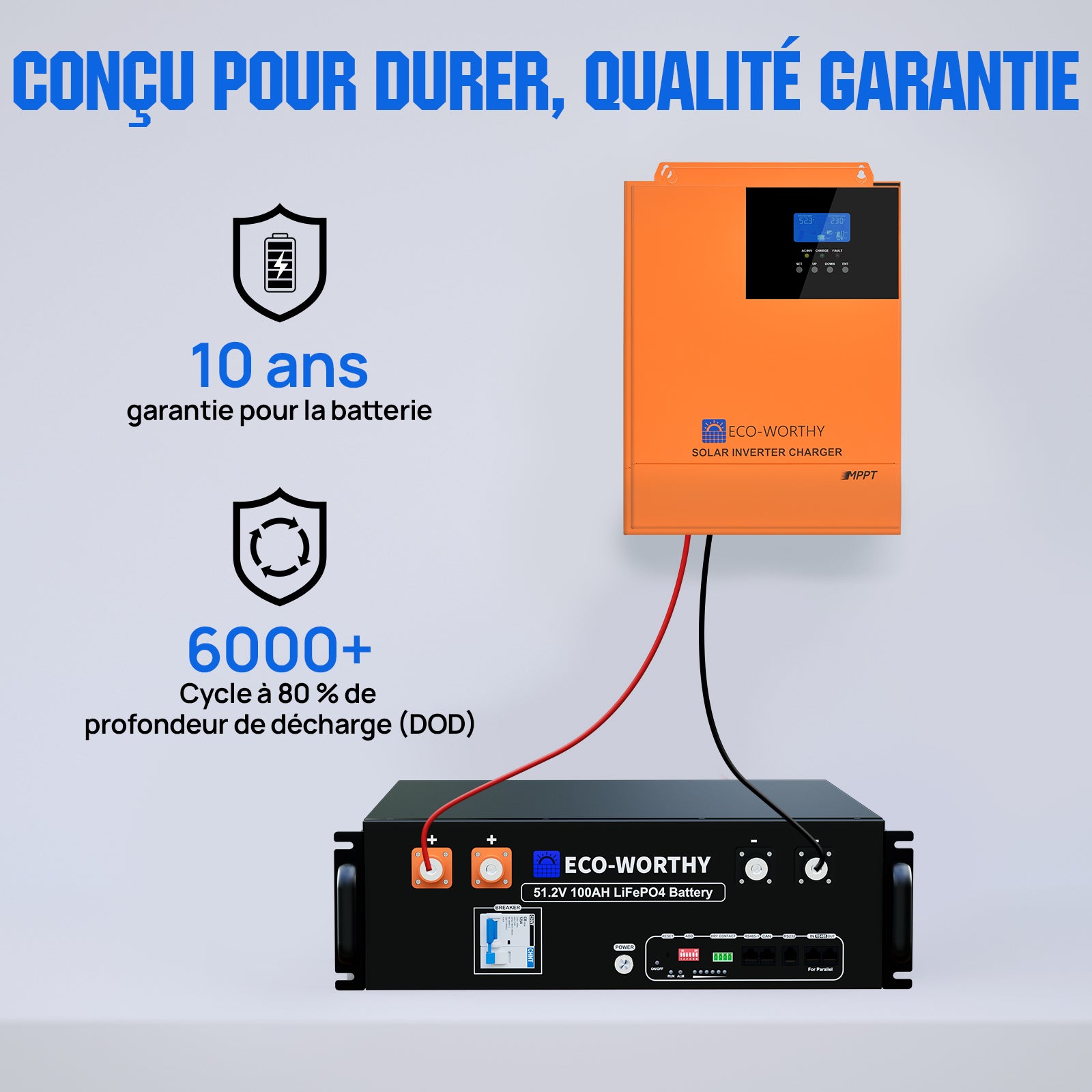 Batterie LiFePO4 48V 100Ah avec Onduleur All-in-One 5000W – Kit Solaire Autonome ECO-WORTHY