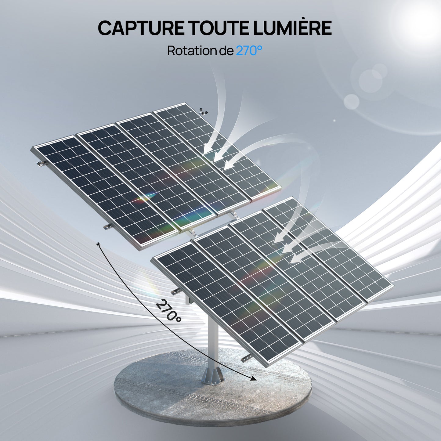 Système de Suivi Solaire à Deux Axes ECO-WORTHY (Version Étendue, +40% de Rendement) Avec Contrôleur de Suivi
