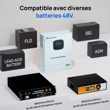 Chargeur-onduleur Solaire Tout-en-un ECO-WORTHY 48V 3000 W | MPPT 60A, Entrée PV 3400W