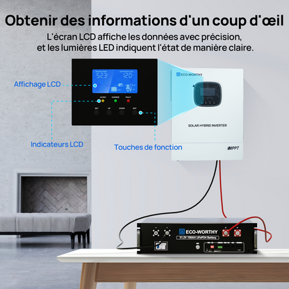 Chargeur-onduleur Solaire Tout-en-un ECO-WORTHY 48V 3000 W | MPPT 60A, Entrée PV 3400W