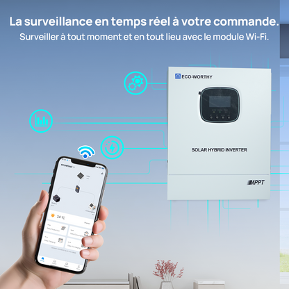 Chargeur-onduleur Solaire Tout-en-un ECO-WORTHY 48V 3000 W | MPPT 60A, Entrée PV 3400W