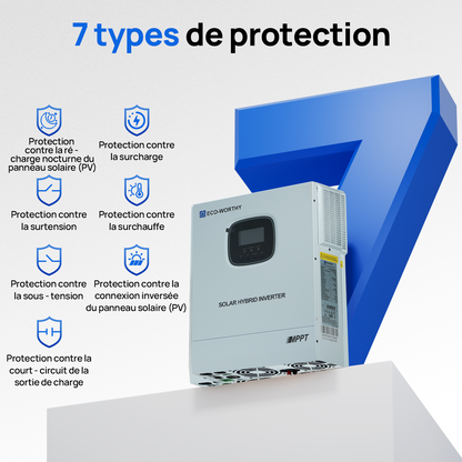Chargeur-onduleur Solaire Tout-en-un ECO-WORTHY 48V 3000 W | MPPT 60A, Entrée PV 3400W