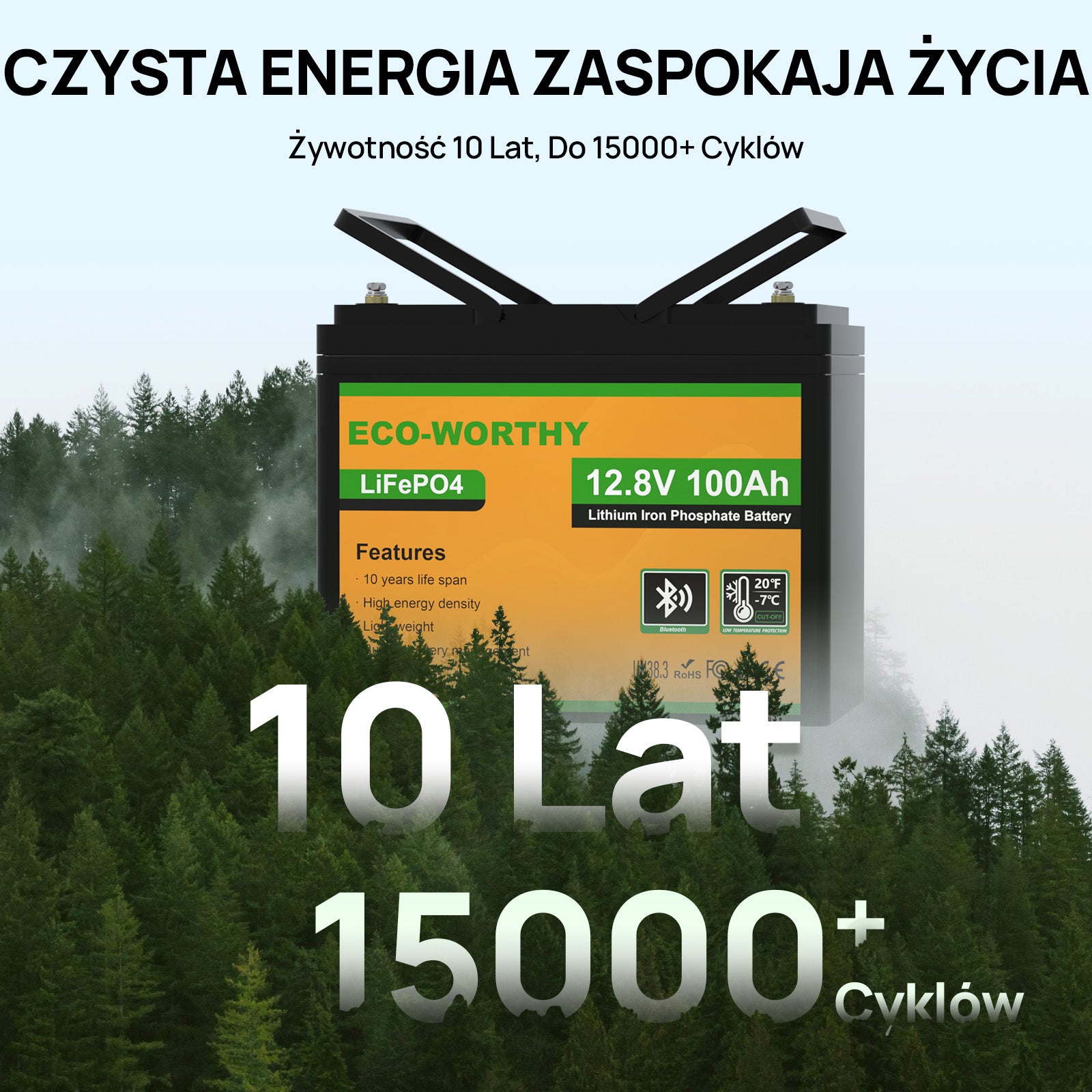 Akumulator litowy LiFePO4 12V 100Ah z Bluetooth – zabezpieczenie przed niską temperaturą