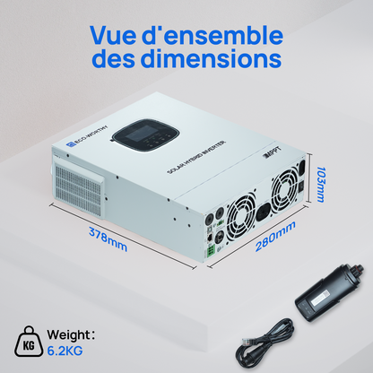 Chargeur-onduleur Solaire Tout-en-un ECO-WORTHY 48V 3000 W | MPPT 60A, Entrée PV 3400W