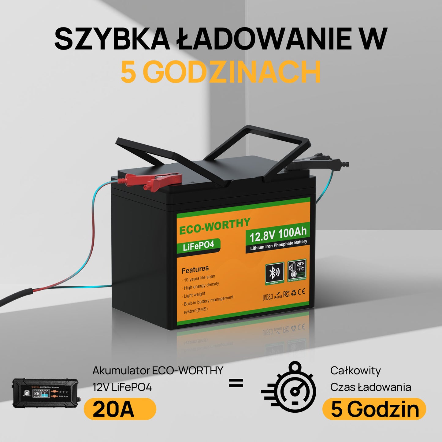 Akumulator litowy LiFePO4 12V 100Ah z Bluetooth – zabezpieczenie przed niską temperaturą