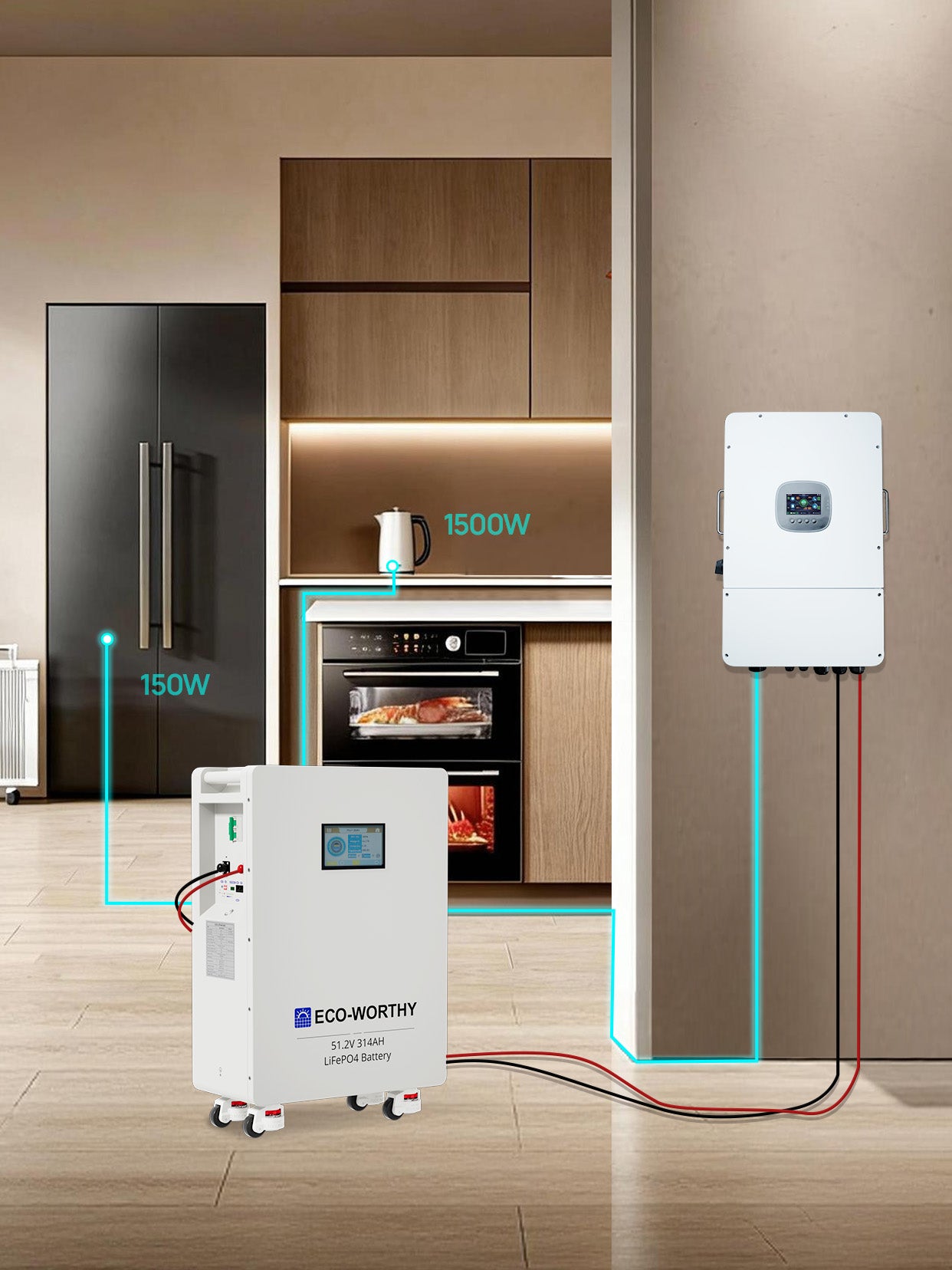 Eco-Worthy Batterie Lithium 48v 314ah | 16kWh Haute Capacité