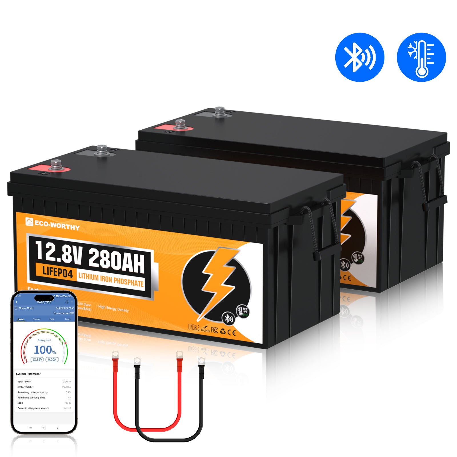 Batterie Lithium LiFePO4 12V 280Ah Bluetooth & Protection Basse Température| ECO-WORTHY