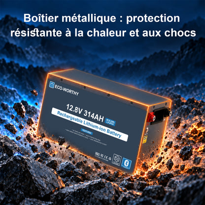 ECO-WORTHY Batterie Lithium EnergyRock 12V 314Ah Bluetooth Capacité de 4019 Wh