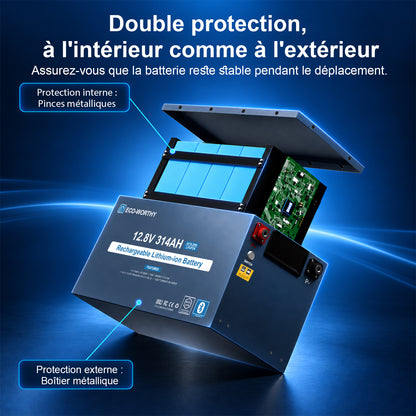 ECO-WORTHY Batterie Lithium EnergyRock 12V 314Ah Bluetooth Capacité de 4019 Wh