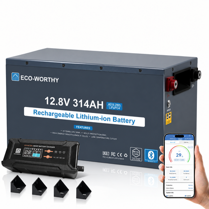 ECO-WORTHY Batterie Lithium EnergyRock 12V 314Ah Bluetooth Capacité de 4019 Wh
