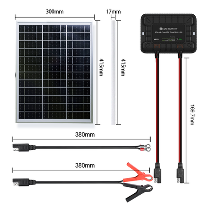 Kit de chargeur d'entretien pour panneau solaire monocristallin 25W 12V