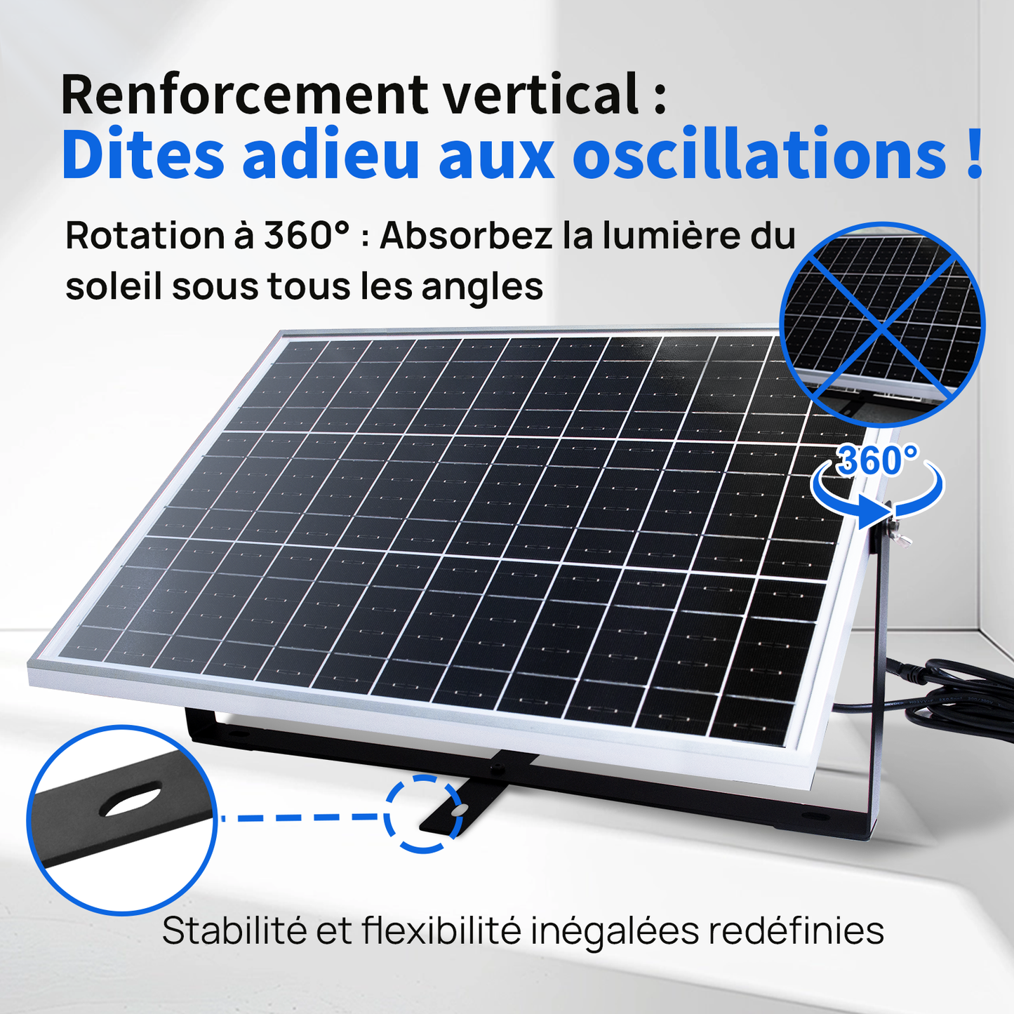 Kit de chargeur d'entretien pour panneau solaire monocristallin 25W 12V