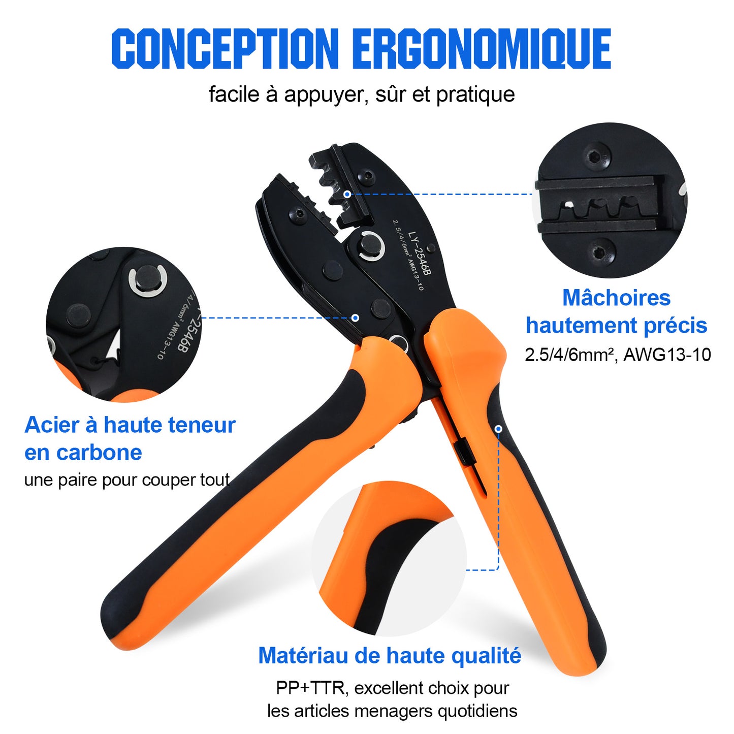 Kit d'outils de sertissage pour panneaux solaires, comprenant 10 paires de connecteurs et 2 clés.