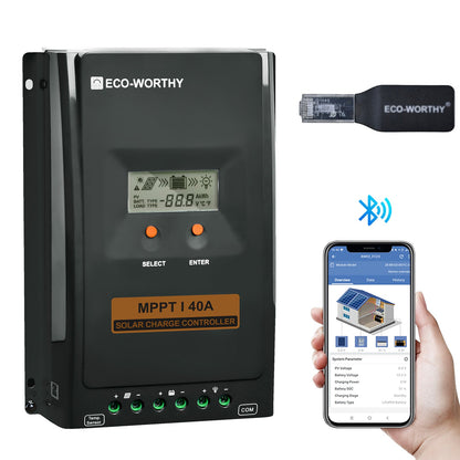 40A MPPT OLED Affichage Régulateur de Charge Solaire Régulateur 12V/24V Autoswitch - eco-worthy-fr