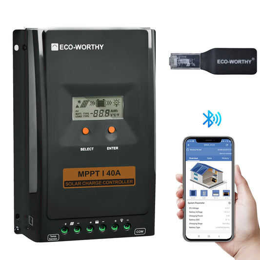 40A MPPT OLED Affichage Régulateur de Charge Solaire Régulateur 12V/24V Autoswitch - eco-worthy-fr