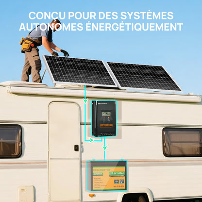 40A MPPT OLED Affichage Régulateur de Charge Solaire Régulateur 12V/24V Autoswitch - eco-worthy-fr
