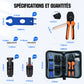 Kit d'outils de sertissage pour panneaux solaires, comprenant 10 paires de connecteurs et 2 clés.