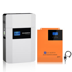 Eco-Worthy Kit d'alimentation de secours 5,12 kWh — batterie murale lithium 48V 100Ah et onduleur tout-en-un 5000W