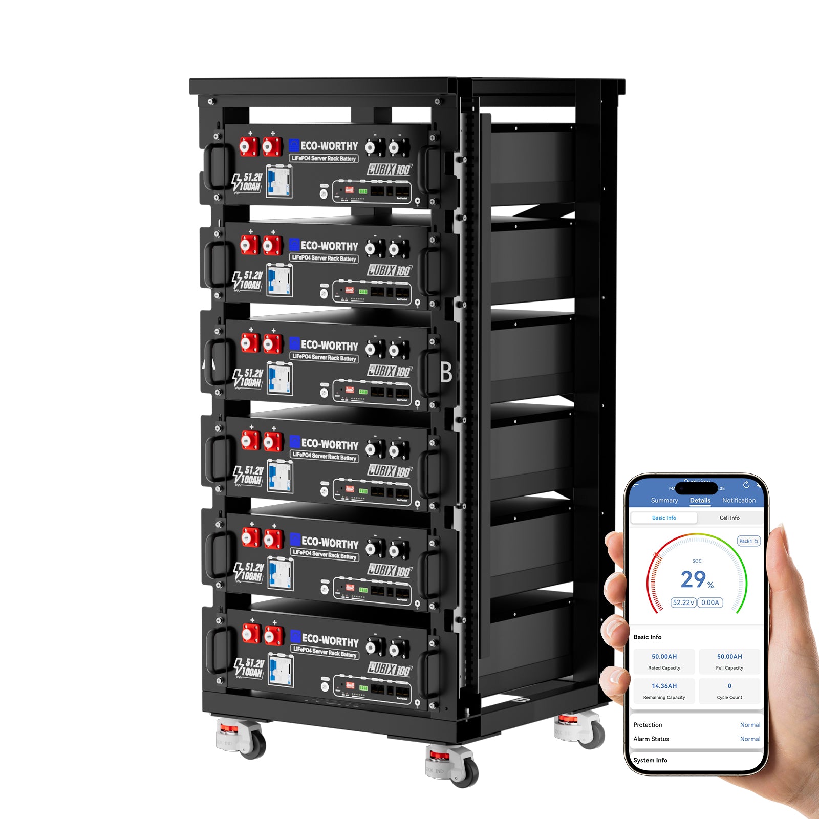 ECO-WORTHY Cubix 100 | Batterie LiFePO4 rack 48 V 100 Ah | Bluetooth & WiFi | Garantie 10 ans