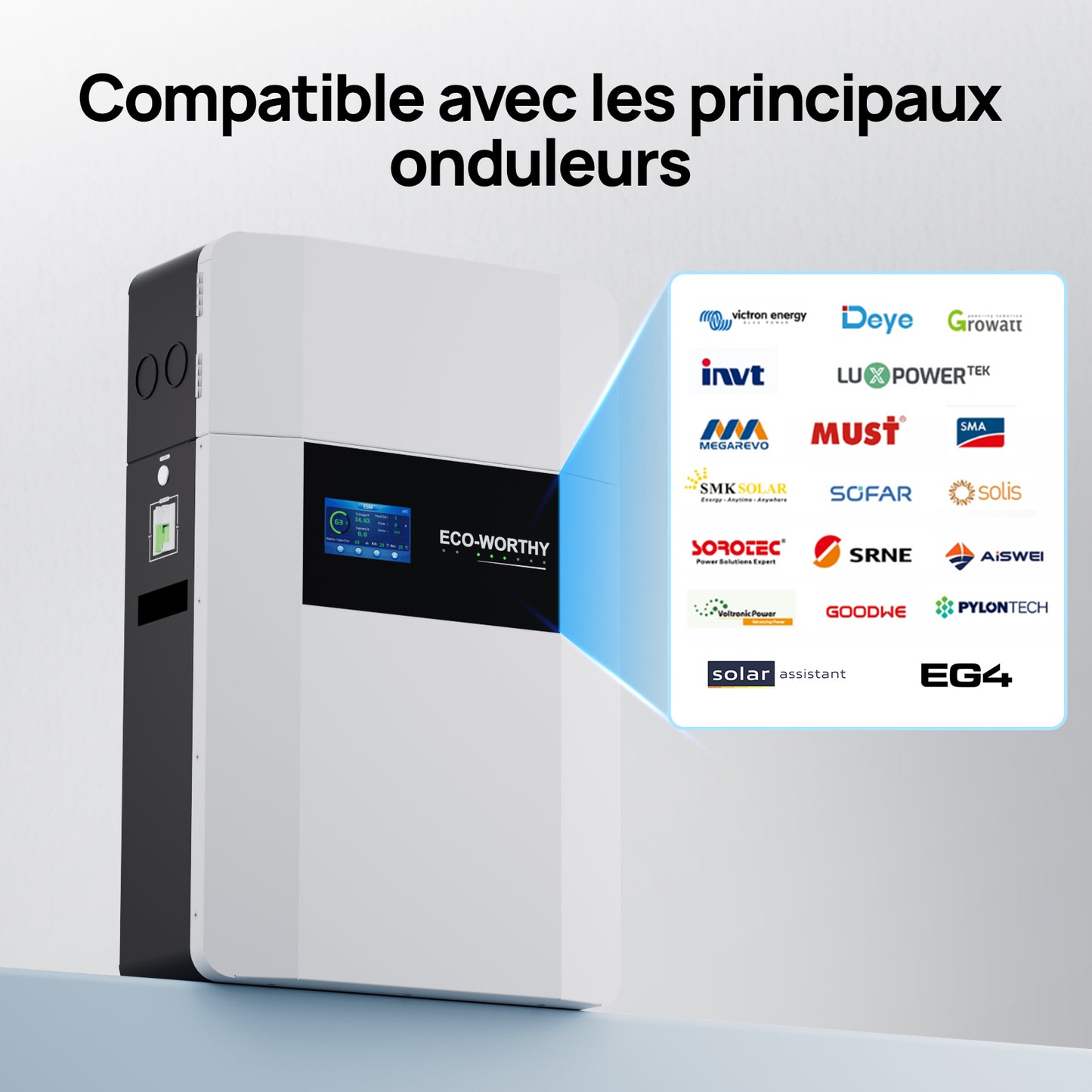 Eco-Worthy Batterie murale lithium 48V 100Ah LiFePO4 – Charge basse température -20°C