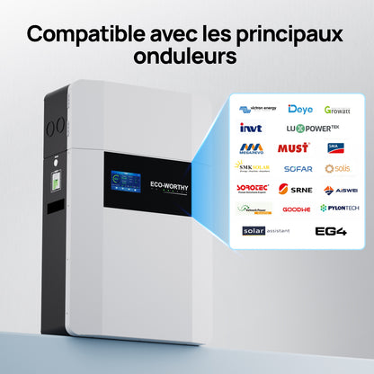Eco-Worthy Batterie Murale LiFePO4 48V 100Ah avec Onduleur All-in-One 3000W – Kit Solaire Autonome ECO-WORTHY