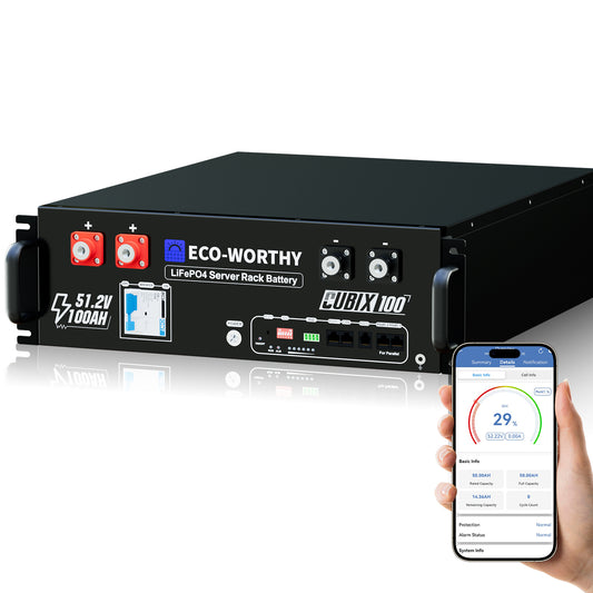 ECO-WORTHY Cubix 100 Batterie LiFePO4 rack 48 V 100 Ah avec Bluetooth et WiFi - IEC 61000 et Garantie 10 ans