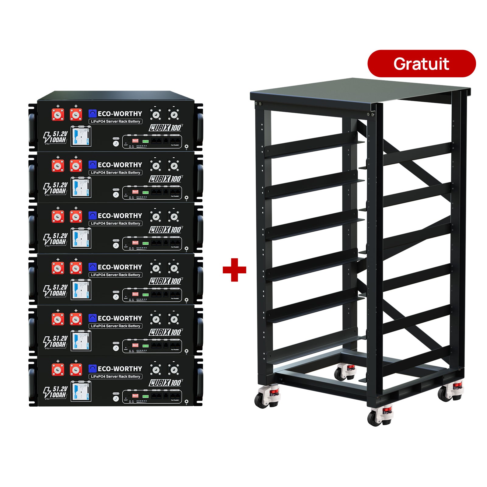 Eco-Worthy CUBIX100 Batterie LiFePO4 Rackable 48V 100Ah | IEC 61000 et Garantie 10 ans