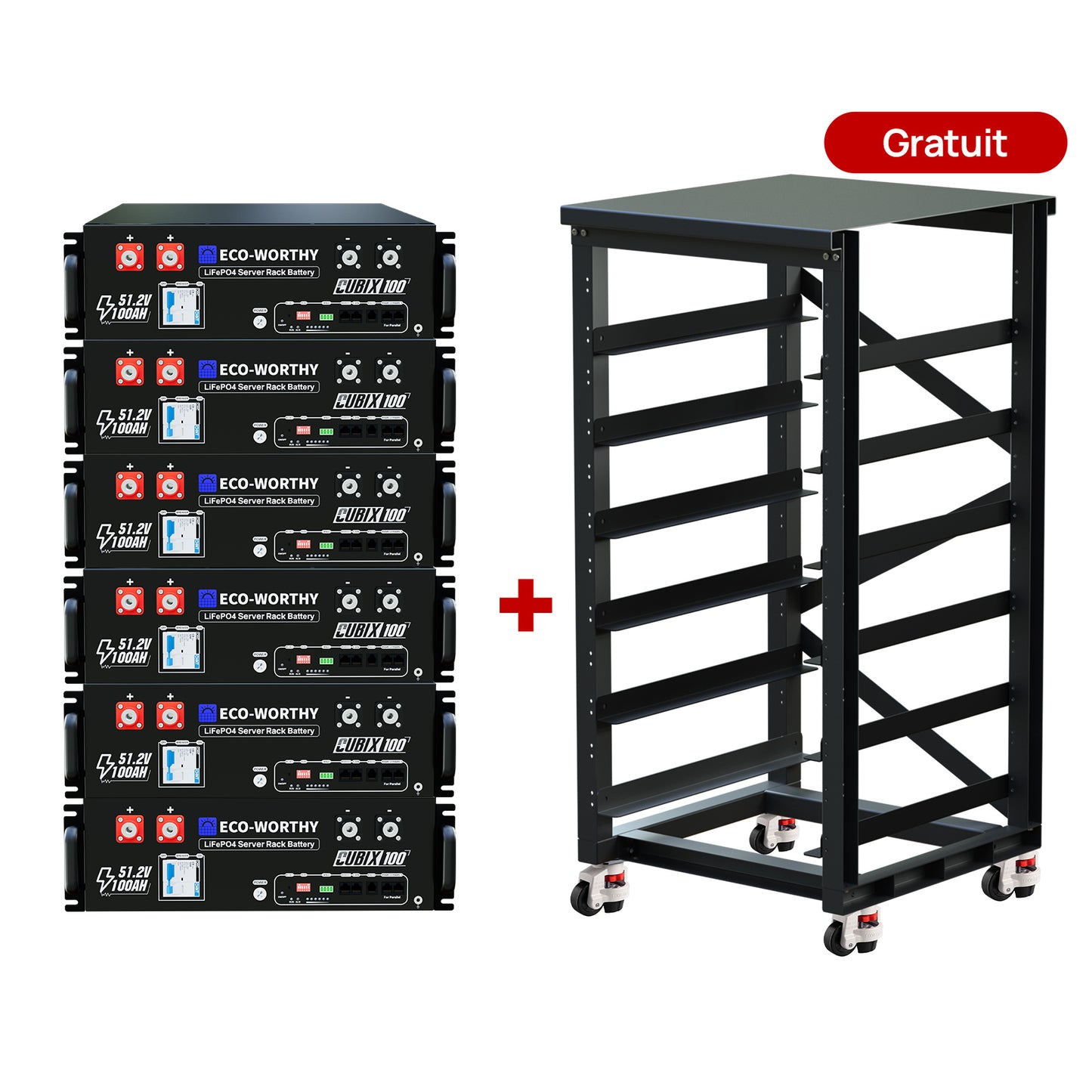 Eco-Worthy CUBIX100 Batterie LiFePO4 Rackable 48V 100Ah | IEC 61000 et Garantie 10 ans