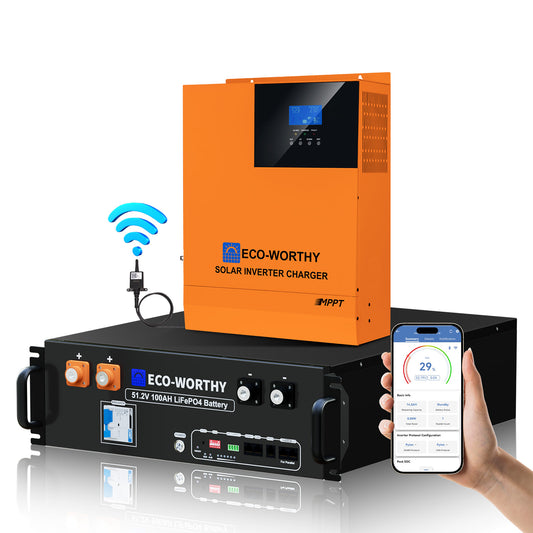 Batterie LiFePO4 48V 100Ah avec Onduleur All-in-One 5000W – Kit Solaire Autonome ECO-WORTHY