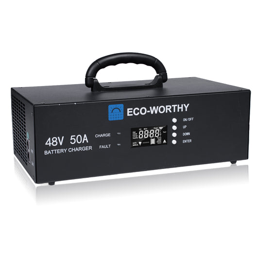 Eco-Worthy Chargeur de batterie lithium 48V – Courant réglable 0–50A, entrée 90–260V