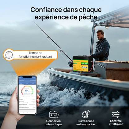 Eco-Worthy Batterie LiFePO4 12V 50Ah avec XT60, Bluetooth, BMS et protection basses températures