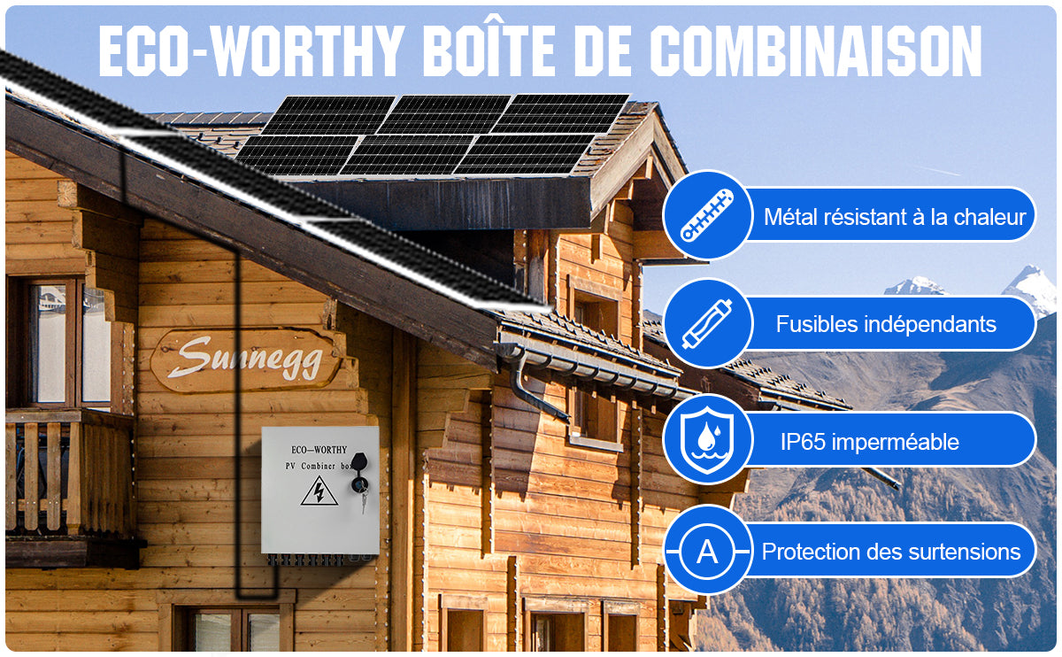 ECO-WORTHY Boîte de Combinaison à 4 Voies avec Disjoncteur Plastique ABS  Couvercle Boîte Electrique-Protection d'Antifuite, Boîte d'électricité pour  Système Solaire Photovoltaïque : : Mode