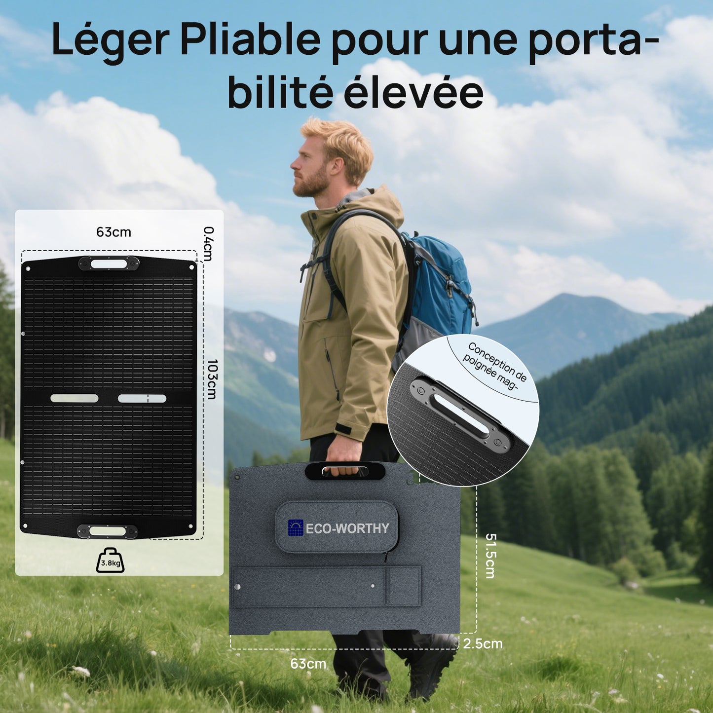 Panneau solaire pliable portable 12 V 100 W