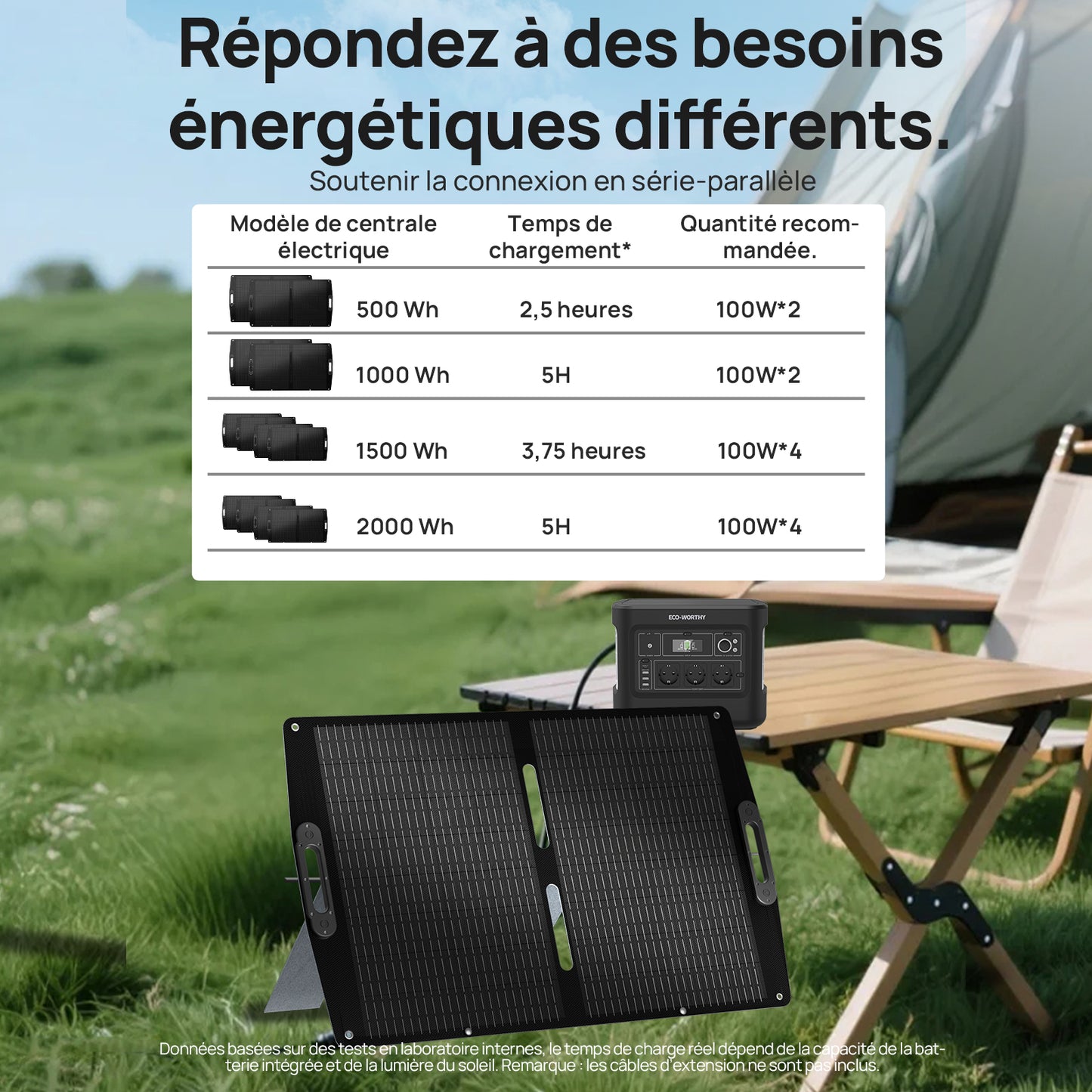 Panneau solaire pliable portable 12 V 100 W