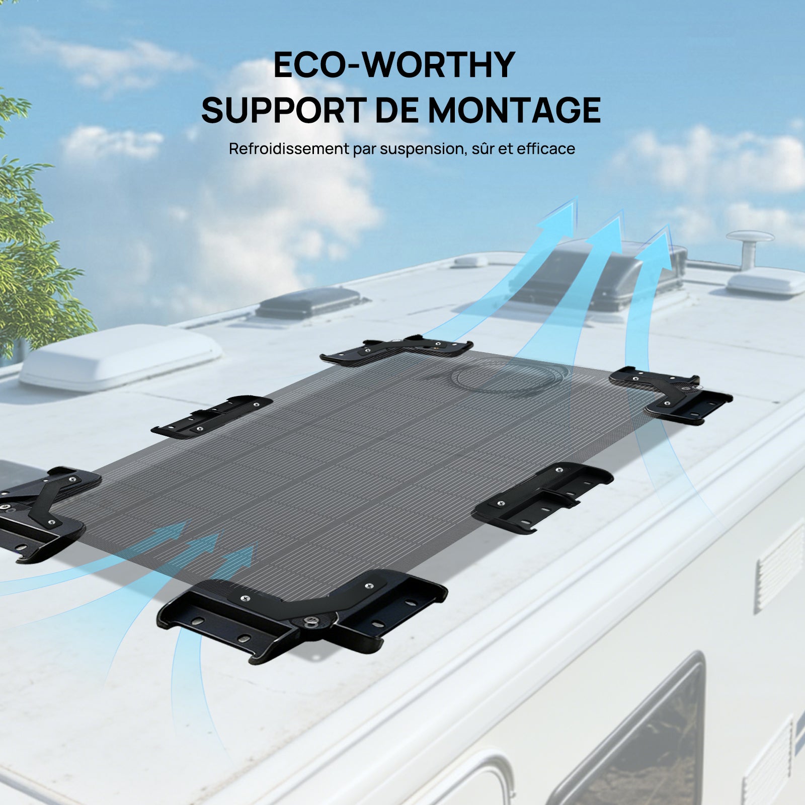 Supports de panneaux solaires Eco-worthy — intègrent une conception ventilée suspendue