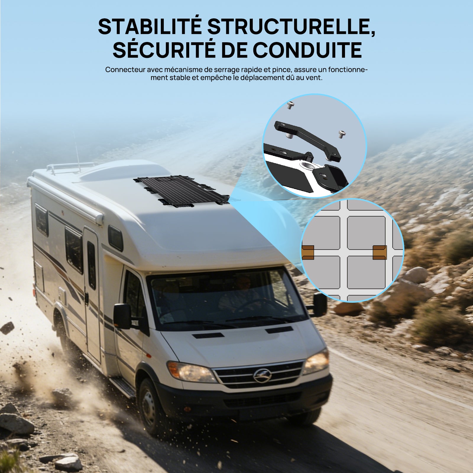 Supports de panneaux solaires Eco-worthy — intègrent une conception ventilée suspendue