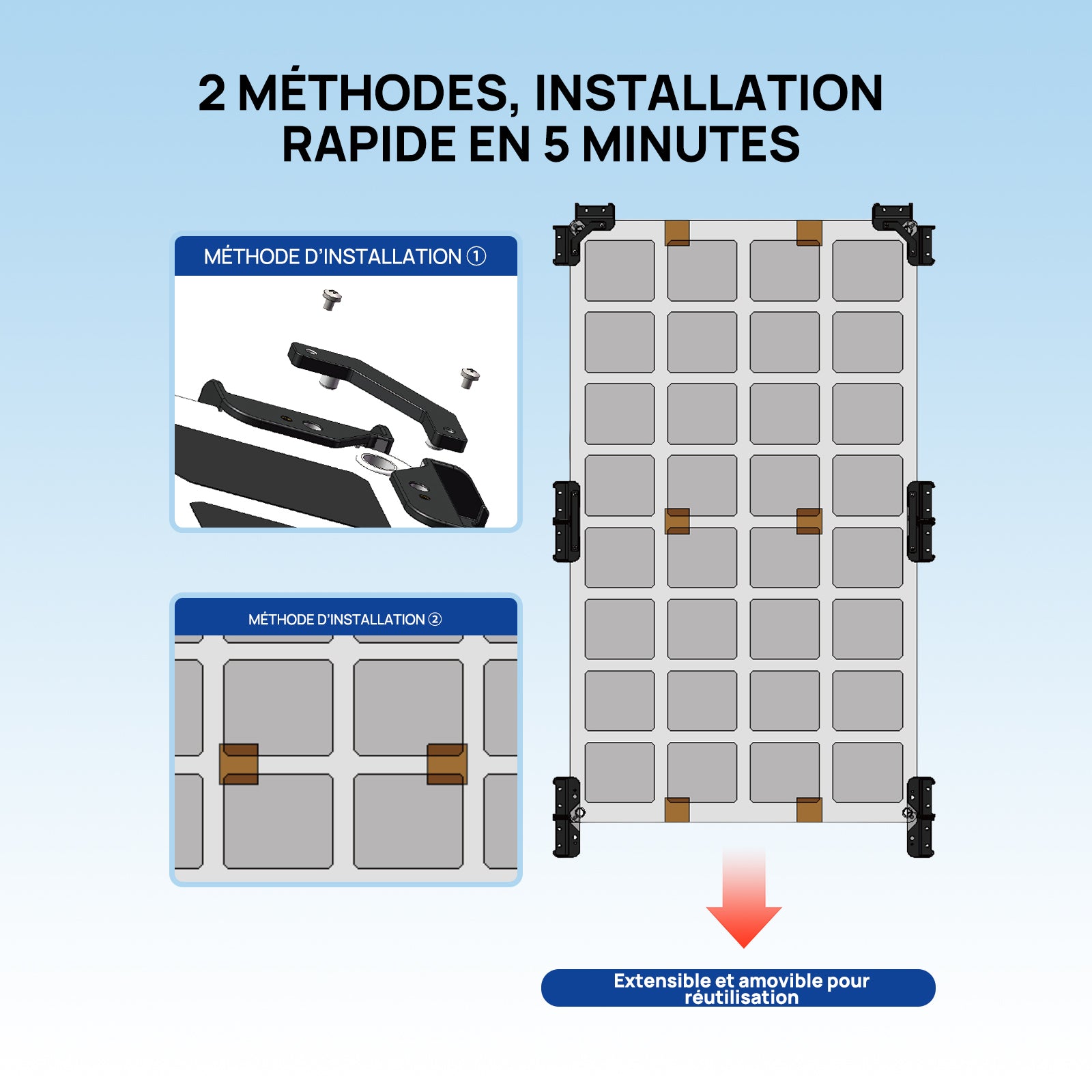 Supports de panneaux solaires Eco-worthy — intègrent une conception ventilée suspendue