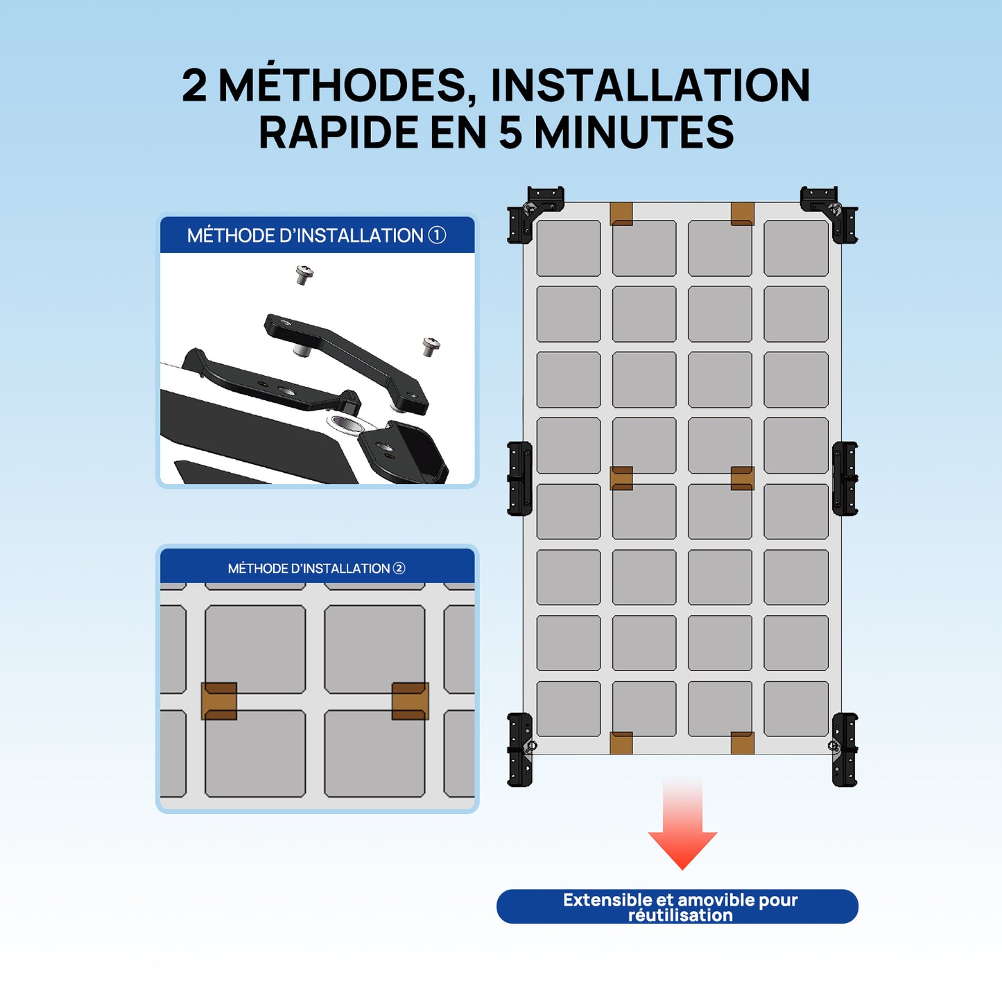 Supports de panneaux solaires Eco-worthy — intègrent une conception ventilée suspendue