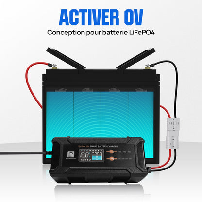 Chargeur de batterie intelligent 20A 12V/24V avec écran LCD pour la plupart des batteries - eco-worthy-fr