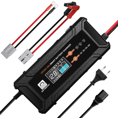 Chargeur de batterie intelligent 20A 12V/24V avec écran LCD pour la plupart des batteries - eco-worthy-fr